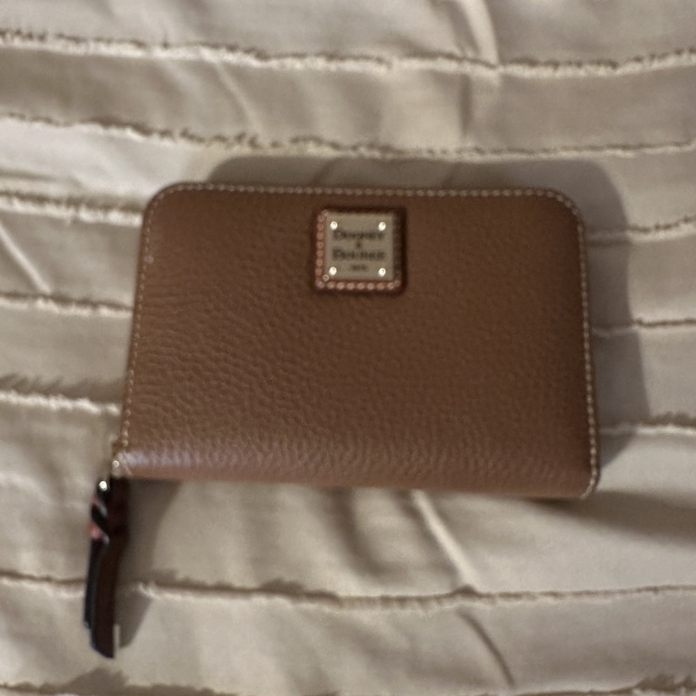 Dooney & Bourke Brown Leather Wallet with Pebbled Texture